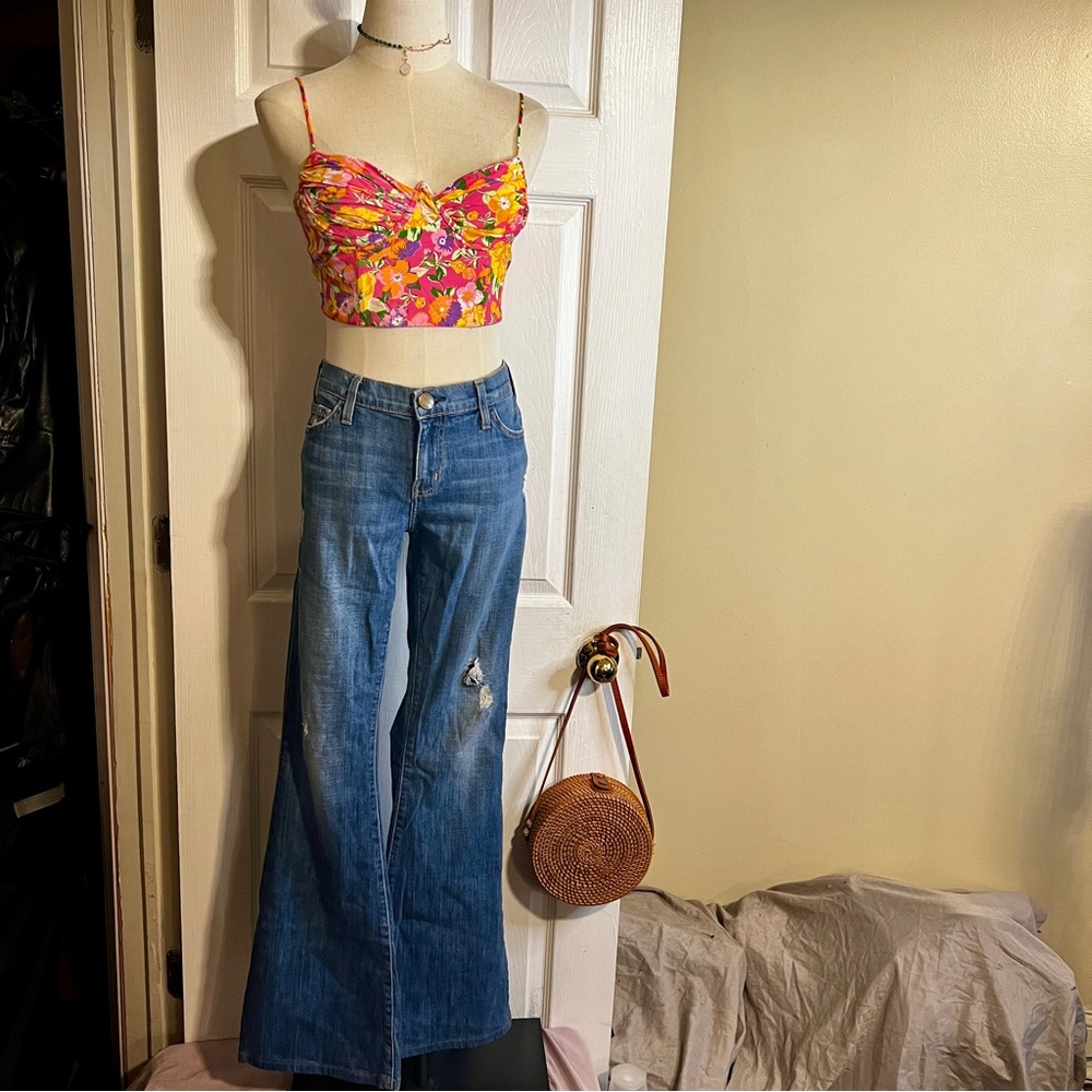 Vintage Y2K Current‎ Elliot Wms Low Bell Anchor Destroy Flare Jeans Low Rise 31